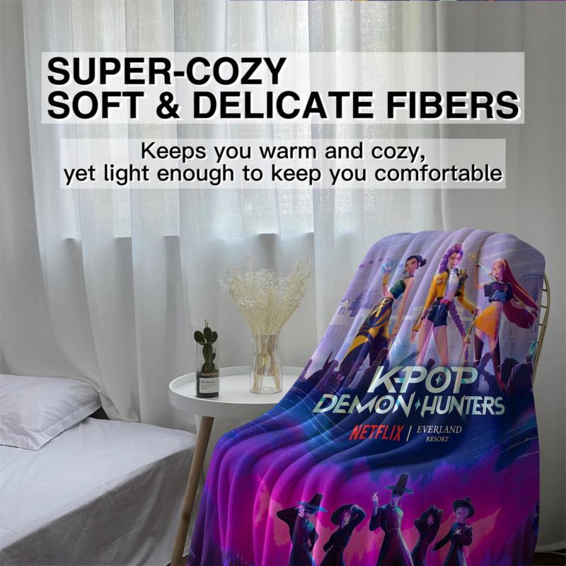 K-Pop-Dämonenjäger Decke Heißer Anime Flanell Überwurfdecke Winter Warme Decke für Wohnzimmer Sofa Bettbezug Fan Geschenk Decke