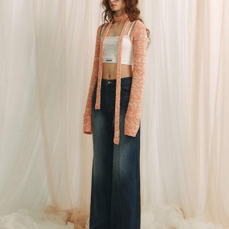 MEENDERI SLUB KNIT LONG SCARF - SALMON