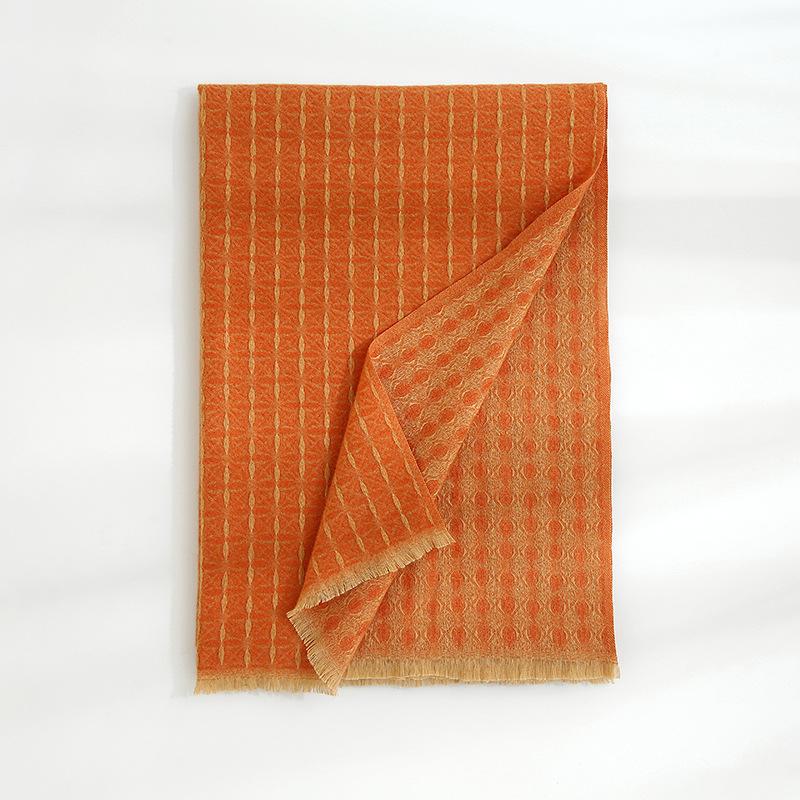 Imitation Cashmere Scarf Women's Winter 2025 New Four-leaf Clover Fringed Shawl Thickened Warm Double-sided Scarf Women