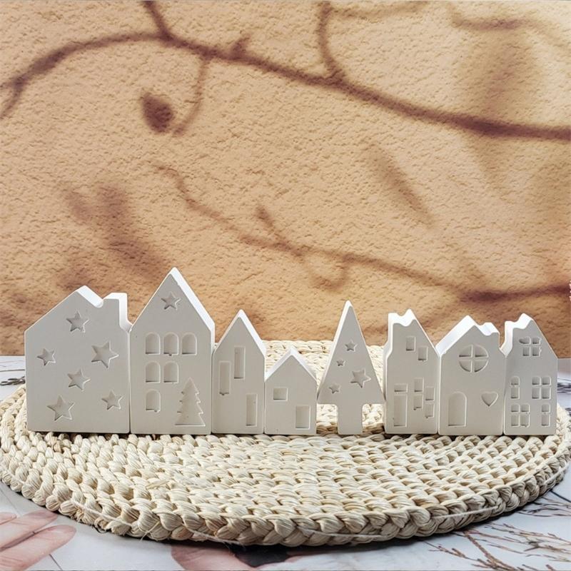 Reusable Silicone House Craft Mould for Resin Cement Art Projects Handmade Ornaments Home Office Enhancement