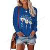 Spring and Autumn Round Neck Small Daisy Flower Pattern 3D Printed Top Fashionable Casual Long Sleeved Women's T-shirts