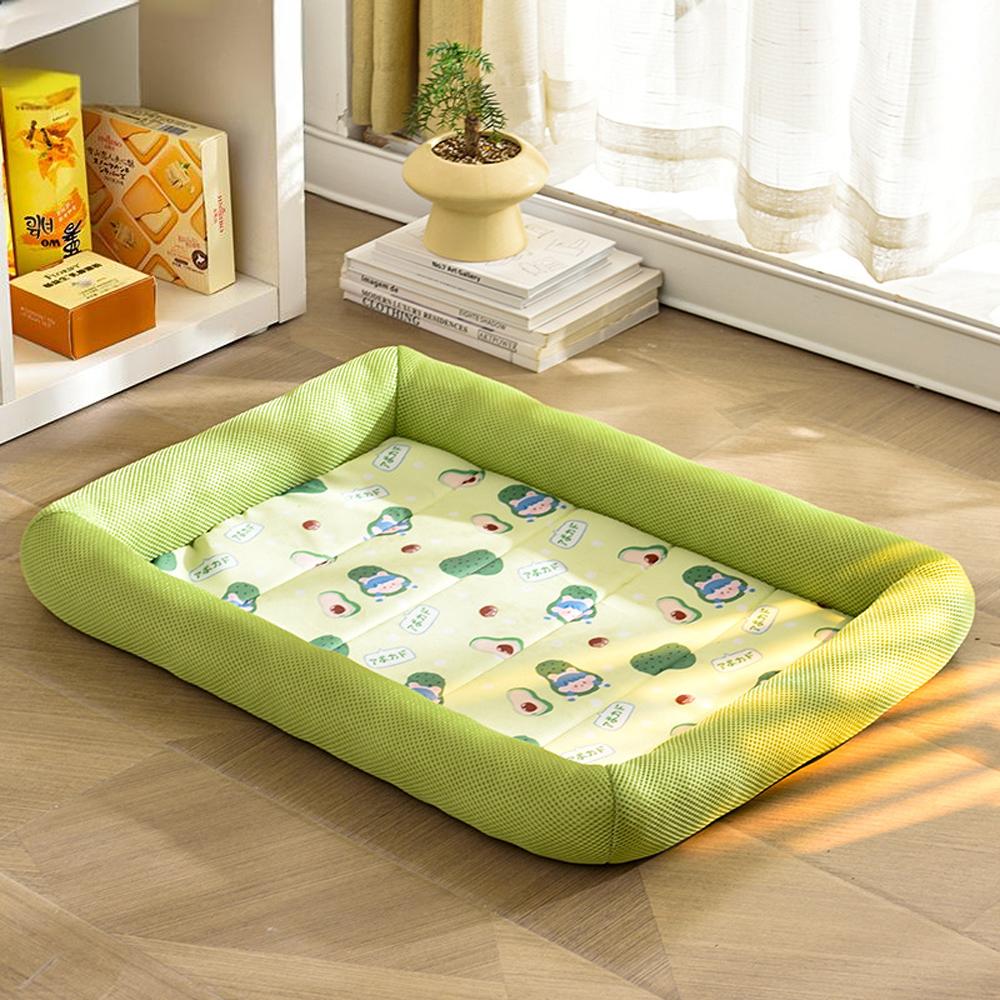 1 PC Summer Pet Cooling Pad Breathable Non-Slip Square Dog Nest for Pet Small Cats Dogs Print Summer Cooling Comfort Pet Bed Pad зелёный