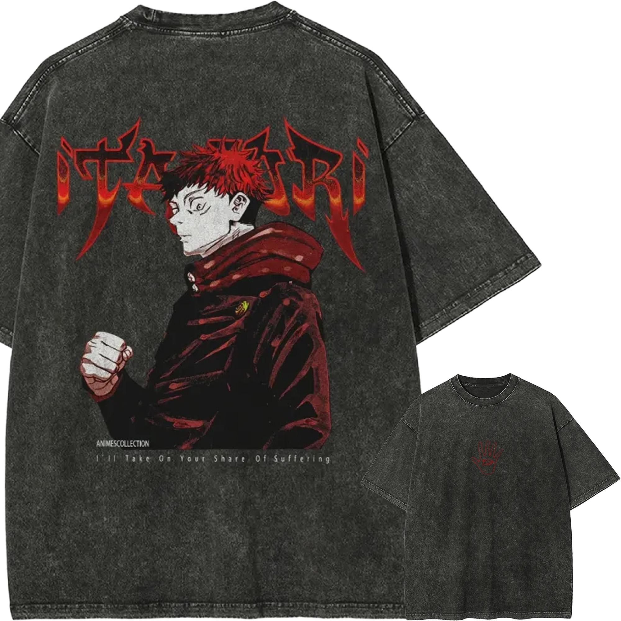 

Yuji Itadori Quote T-shirt Jujutsu Kaisen Tee Vintage Washed Oversized Retro Anime Harajuku Streetwear Dark Manga Mens Clothing M
