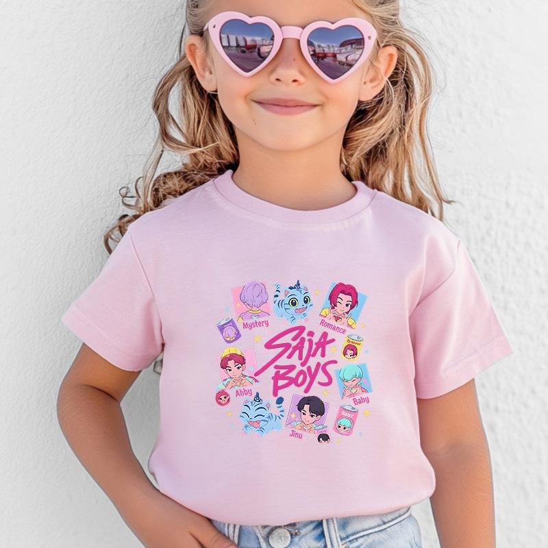 T-Shirts Girls Children's Women's Comfortable Cartoon Printed T-shirt Pure Cotton Short Sleeves Soft