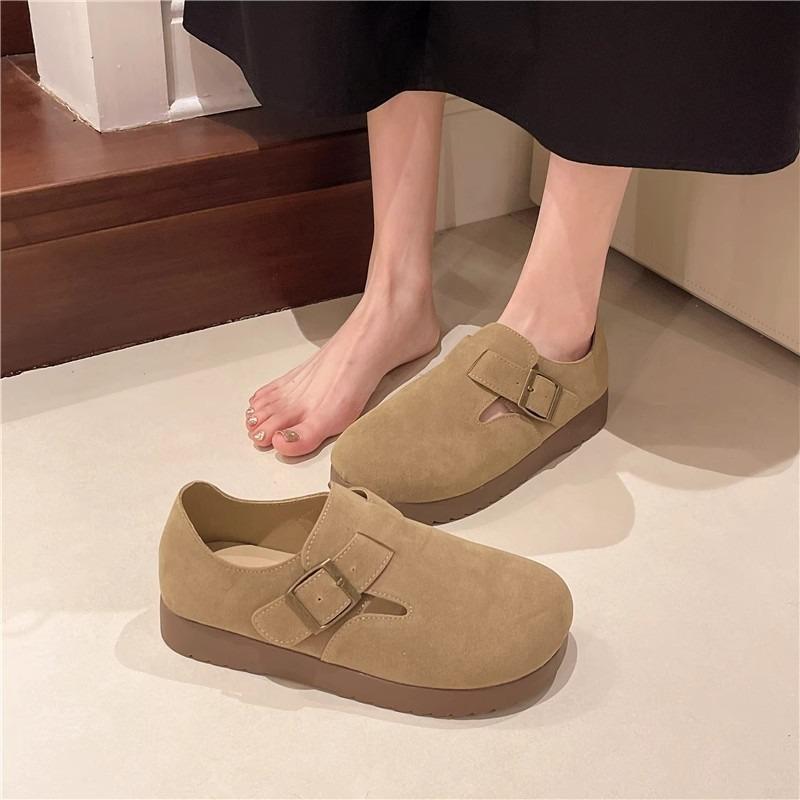 Women's Single Shoes Spring New Maillard Fashion Versatile One-pedal Soft-soled Beanie Shoes