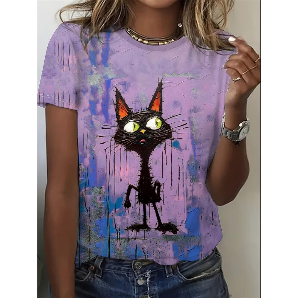 Butterfly Flower 3D Printed Women's Short Sleeve T-shirt Y2k Ladies Clothes Fashionable Pink T-shirt Oversized Woman Clothing