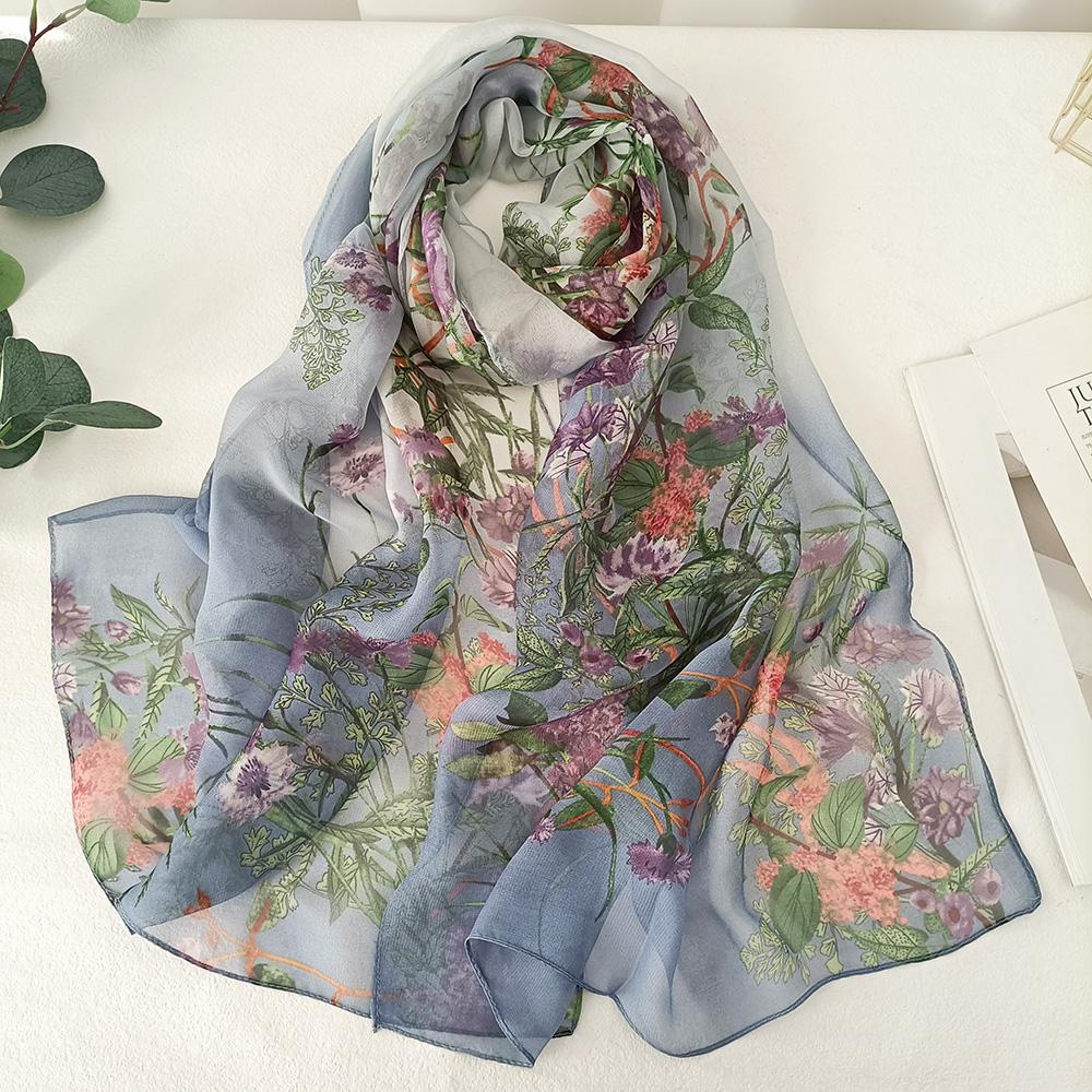 Green Grass Women Elegant Chiffon Georgette Bandana Scarf Summer Beach Sunscreen Thin Hijab
