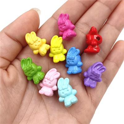 30Pcs Acryl Perlen Cartoon Kaninchen Anhänger Bunny Kinder Schmuck Machen Einfarbig Handgemachte Haar Schmuck Zubehör