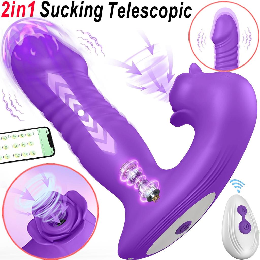 APP Rose Thrust Vibrator Strong Sucking Female Wearable G-spot Clitoris Stimulator Female Toy Clitoris Masturbator Dildo Sex Toy