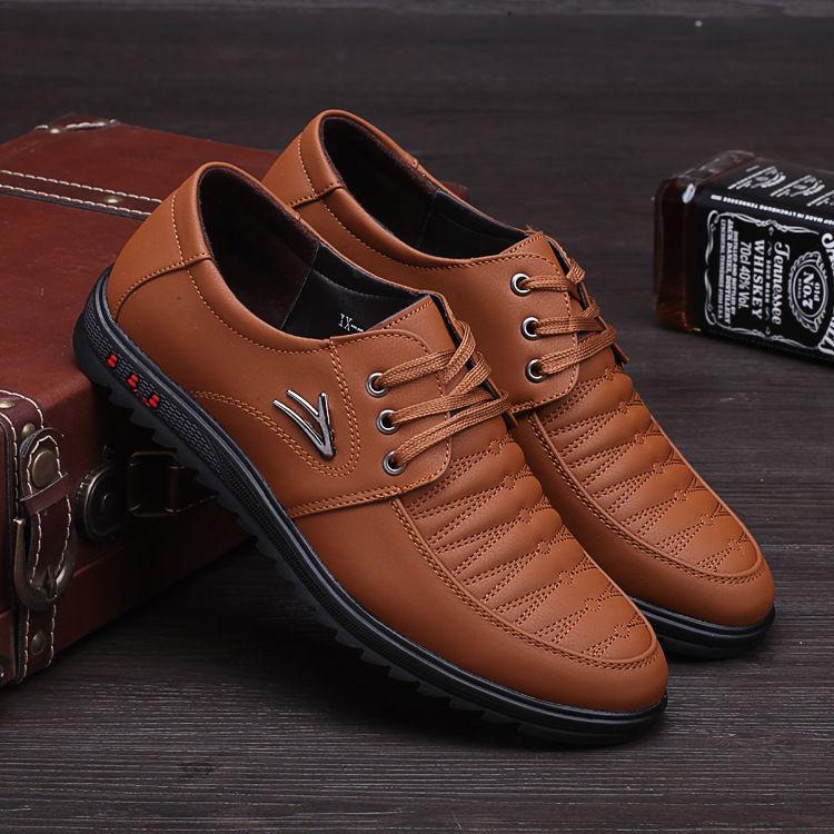 2024 Spring and Autumn New Men's Business Breathable Casual Versatile Comfortable Soft Bottom Round Head British Men's Lace-Up Leather Shoes