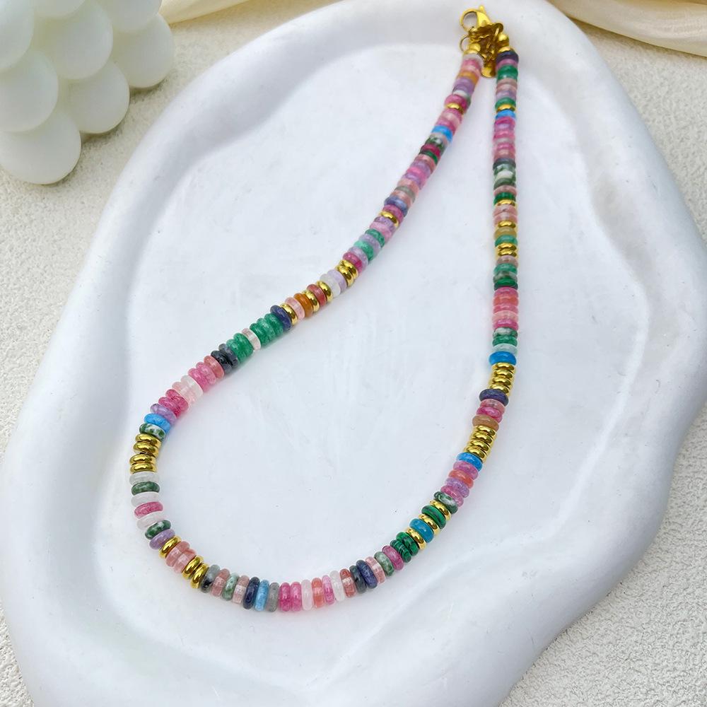 Handmade High-End Beaded Necklace: Versatile, No-Fade Natural Stone Design for Women
