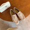 The Texture Is Jue~ Fringed Lock Loafers Women's Flat-bottomed Lazy People Pedal Versatile Soft-soled Doudou Suede Single Shoes