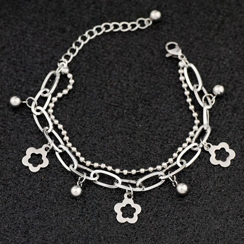 Fashion Hollow Flower Charm Bracelets Multilayer Bangle Jewelry for Women Girls