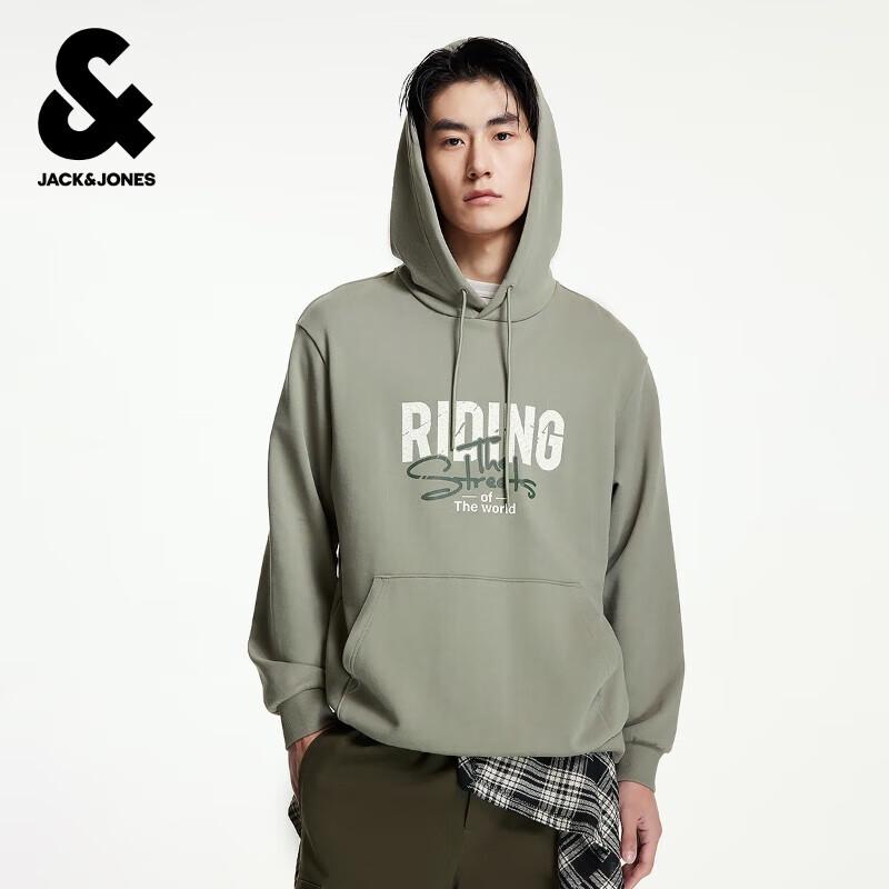 

JACK&JONES Men s Loose Fit Letter Graphic Hooded Sweatshirt L