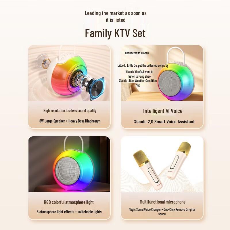 Newmine MC76 Portable Dual Wireless Karaoke Speaker System CN plug (adapter included) (CN version)