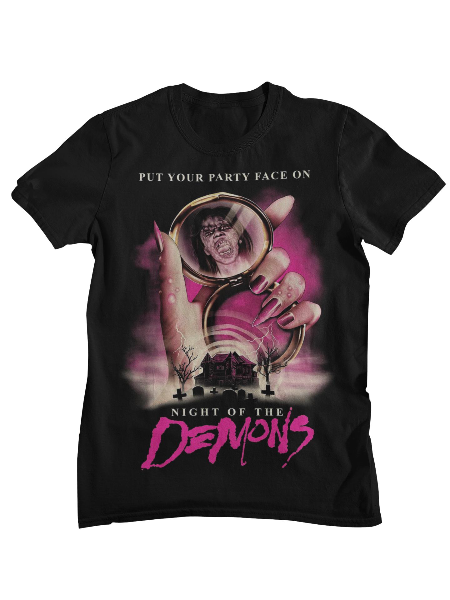 Night Of The Demons Retro Horror Movie Party Face Graphic TShirt Unisex Women Casual Cotton Streetwear Tops S