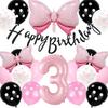 Lausatek 3rd Birthday Balloon Set, HAPPY BIRTHDAY Birthday Garland, Birthday Decorations, Numbers, Ribbons, and Bows, for Celebrations and Events, for
