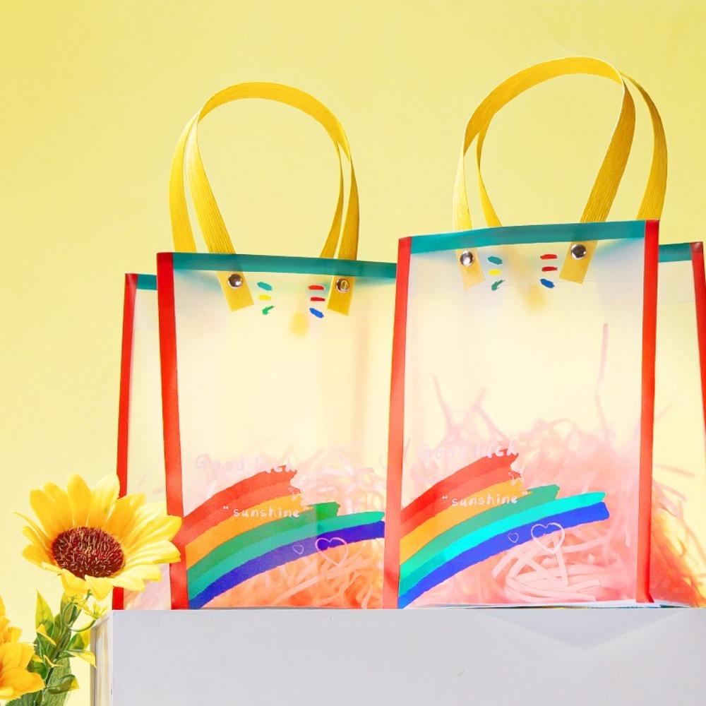 New Rainbow Gift Packaging Bag Waterproof Large Capacity Handbag PVC Swimming Storage Bag Party
