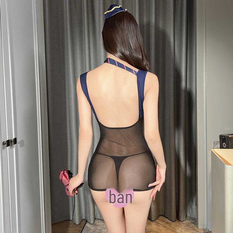 Passionate Flight Attendant Style Lingerie: Sexy Revealing Sleepwear