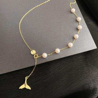 Fishtail Necklace Women S Tide Long Korean Fishtail Pearl Necklace Tide Mermaid Collarbone Chain