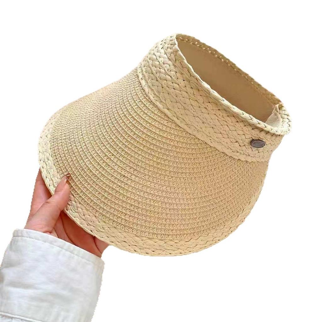 Big eaves sun protection straw empty top hat children summer outdoor travel vacation sun hat versatile face small sun hat