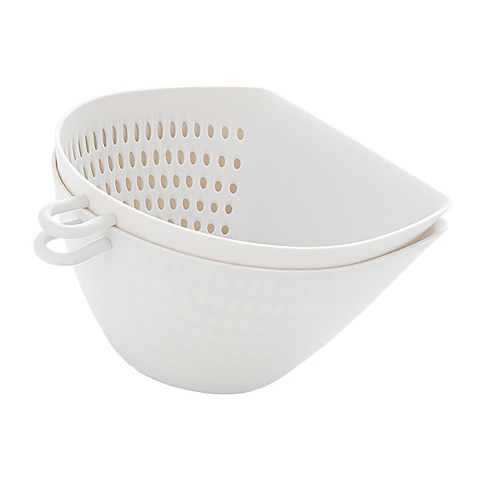 

Vegetable Drain Basket Double Layer Plastic Kitchen Colander Bowl Set with Handle for Fruit Food