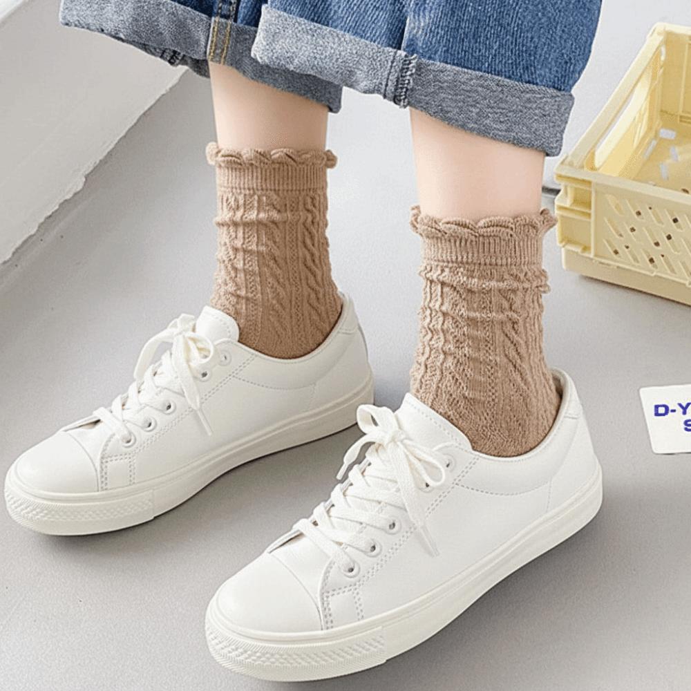1/5 Pairs Lace Winter Thickened Wool Socks Warm Polycotton Snow Socks Soft Women's Floor Socks
