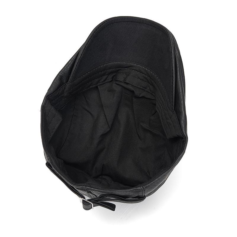 Autumn Winter Leather Warm Beret Men's British Retro Progressive Cap Newsboy Cap