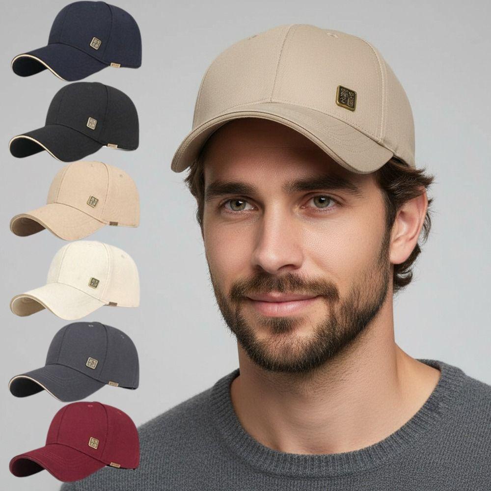 Minimalist Baseball Cap Metal Badge Streetwear Hat Casual Dad Hat For Women Men Unisex