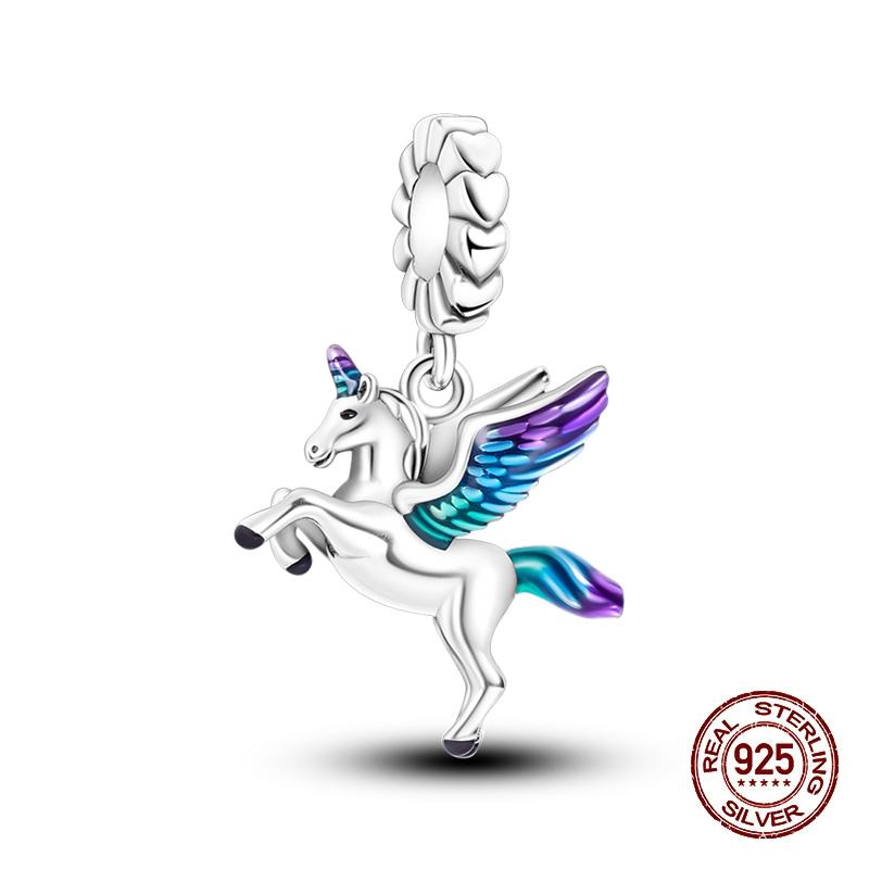 Copper Lucky Rainbow Colt Pendant Moon Charms Beads Fit Pandach Authentic Bracelets Do-It-Yourself Jewelry Birthday Present