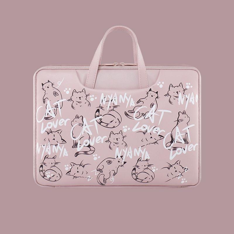 Cute Cartoon Bear Print Laptop Handbag Waterproof PU Shockproof Notebook Carrying Bag For Macbook Huawei Xiaomi 13-16 Inch