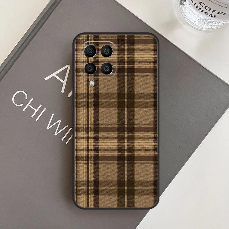 Brown Plaid Case For Samsung Galaxy M11 M21 M31 M20 M23 M54 M14 M34 M13 M52 M32 M12 M16 M36 M56 M15 M55