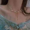 Imitation Pearl Tassel Flat Snake Bone Necklace For Women Fashionable Personalized Daily Accessory Party Jewelry Birthday Gifts