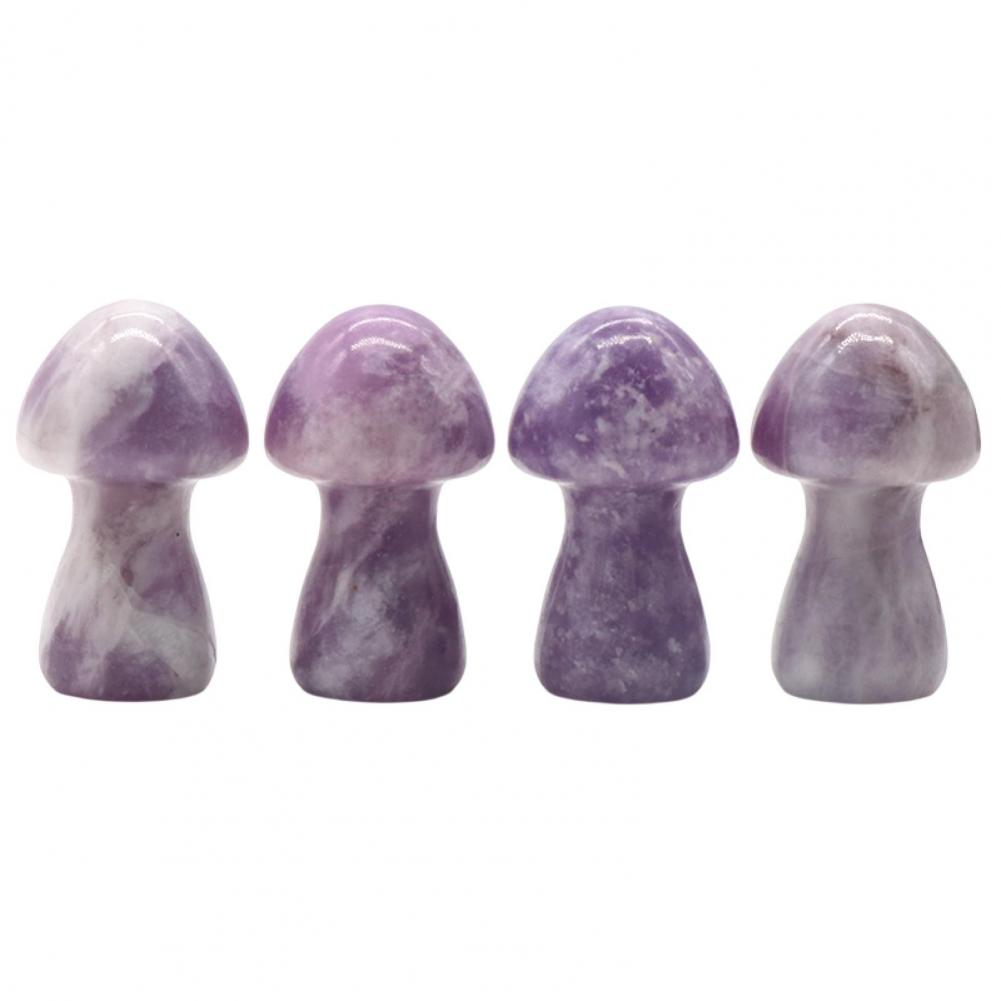 Mushroom Figurine Carved Nice-looking Clear Texture Smooth Edge Mushroom Micro Ornament DIY Faux Crystal Mushroom Figurine