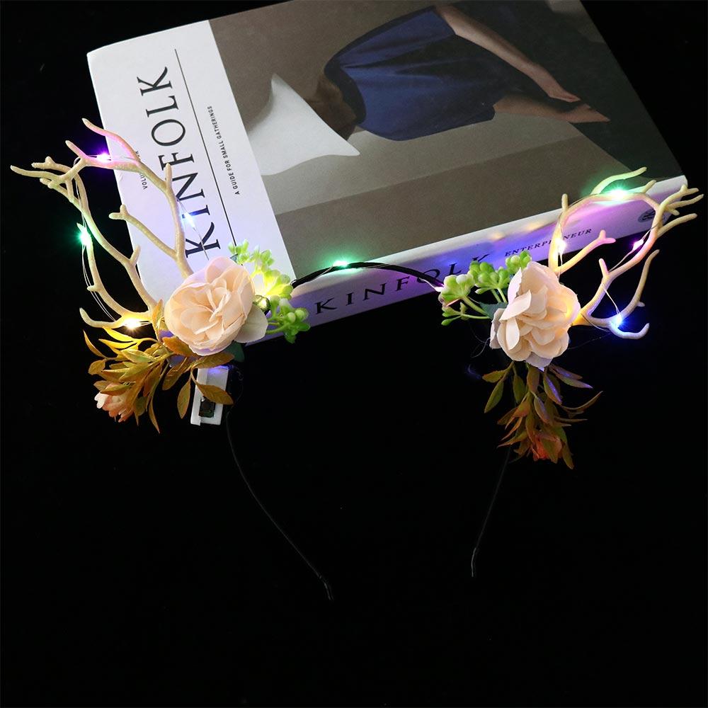 Colorful Flashing Headband LED Lights Luminous Deer Horn Hair Band LED Glow Headband  Kids Gift