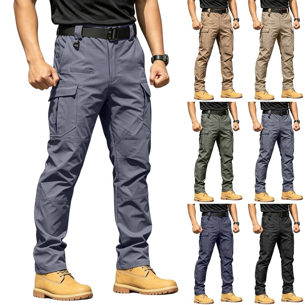 Men's Cargo Pants with Elastic Waist Button Closure, -, -, 8 Pockets, Breathable for Outdoor Work