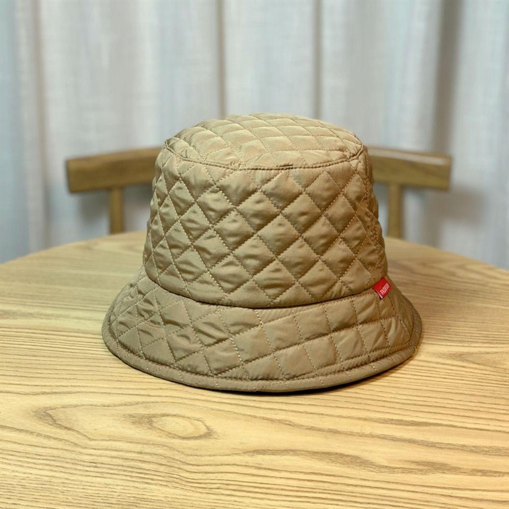 Cotton Gift Ultralight Rhombus Grid Winter Panama Hat Fisherman Hat Korean Style Hat Bucket Cap