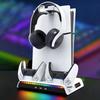 For PS5 Slim Digital / Disc Host Multifunctional Heat Dissipation Base Edition for PS5 Handle Dual Seat Charging Headphone Rack