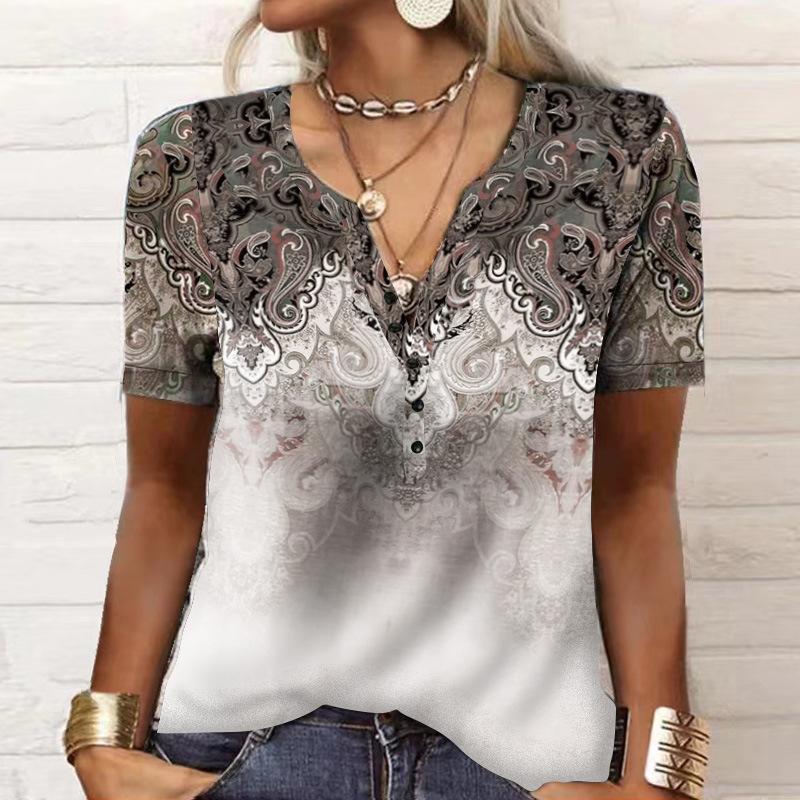 

Женская рубашка 5XLT Весна и лето Повседневные модные топы Женская футболка с коротким рукавом с принтом Тренд Базовая футболка 3XL хаки