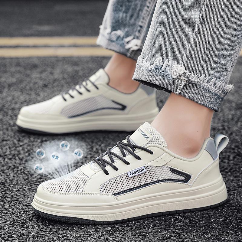 

Men s shoes summer breathable thin mesh sports leisure teenagers one pedal hollow mesh shoes small white board shoes trendy shoes 47