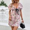 Women's Stylish Clothing Summer V Neck Fairy Skirt Printed Dress Beach Vacation Casual Dresses