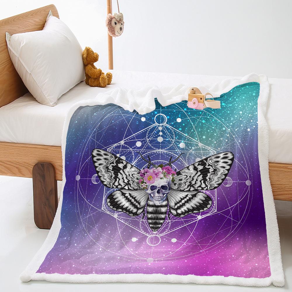 Blanket Skull Butterfly Blanket Digital Printed Lamb Fleece Crystal Fleece Blanket