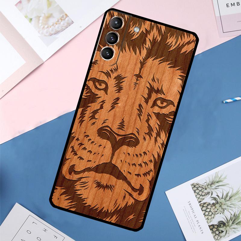 Deer Lion Elephant Wood Animal Case For Samsung Galaxy S25 Ultra S21 S22 S23 S24 Ultra S9 S10 Plus S20 FE S25 FE Back Cover