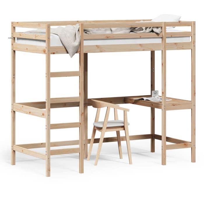 VidaXL Bunk Bed with Desk, Loft Bed with Slatted Base for Child, Bedroom Furniture, Modern, 90x200 Cm 842850