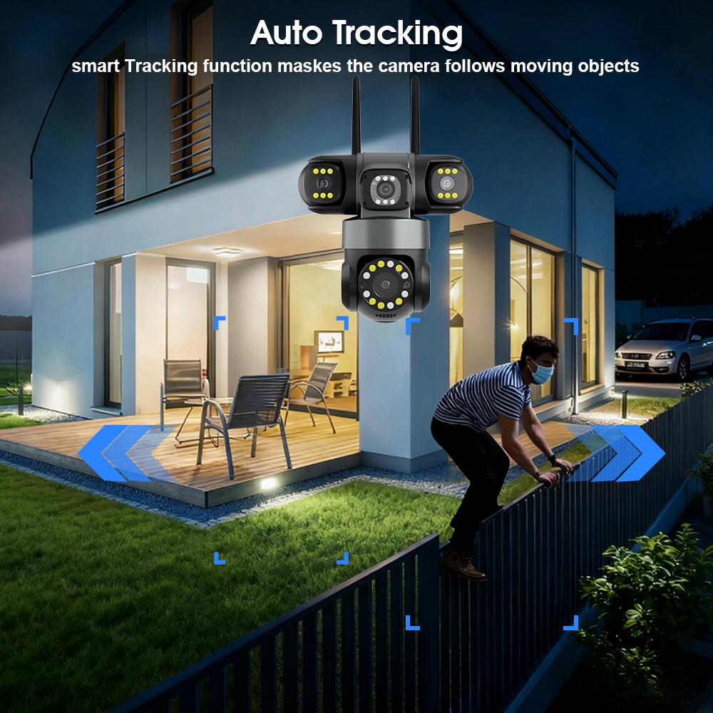 YOOSEE Ai APP Camera Outdoor Waterproof HD 6MP WIFI IP CCTV Night Vision Two-Way Intercom Smart Camera PIR Mobile Tracking Three Lens Camera