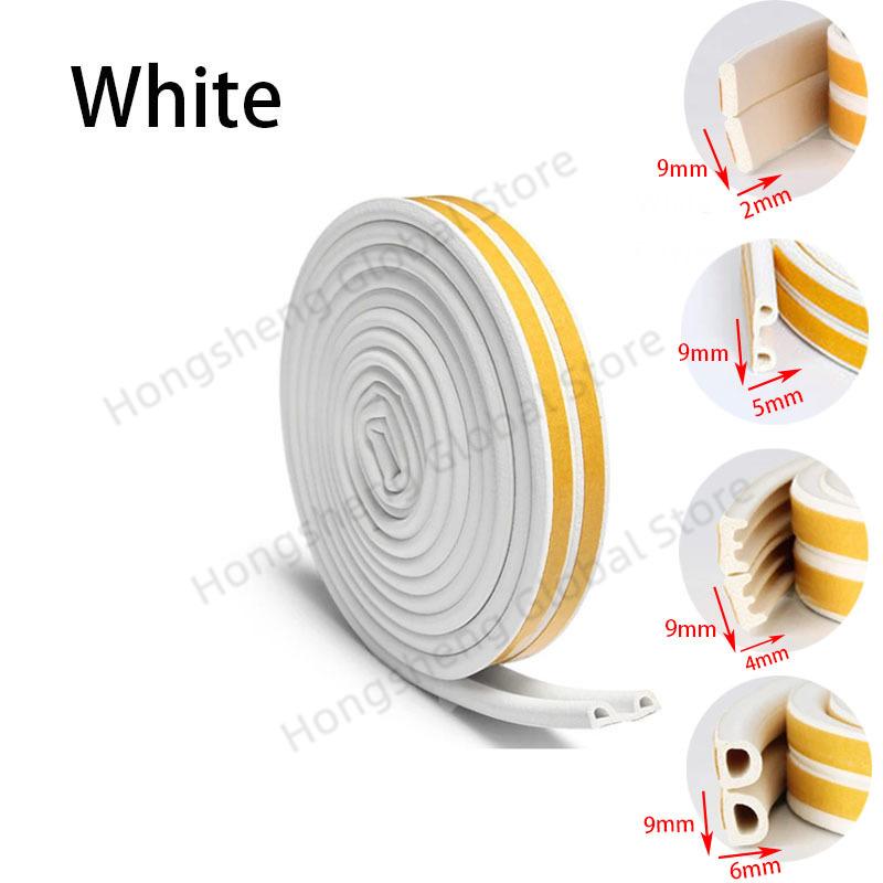 

Self adhesiv sealing strip DIPE type door and window sealing strip Acoustic rubber foam windproof seal Anti collision dust strip I-style 9mm x 2mm&5M белый