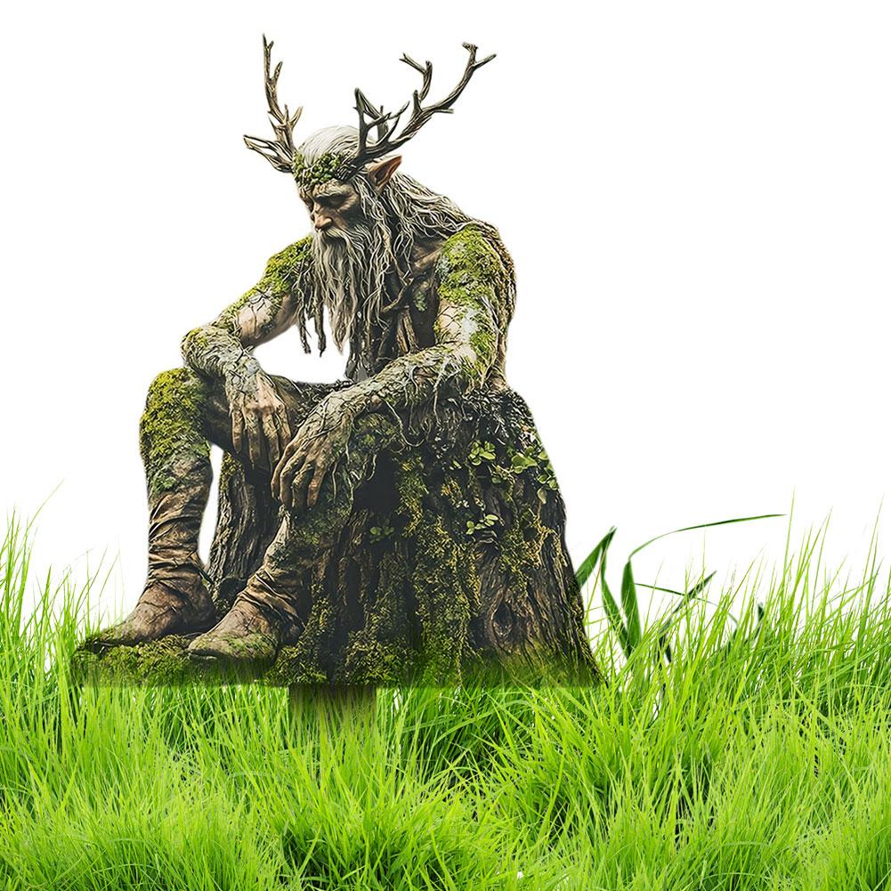 2D Waldgartenpfahl Sitzender Elf Pfahl Stehender Baum Elf Pfahl für Rasen Dekorative Garten
