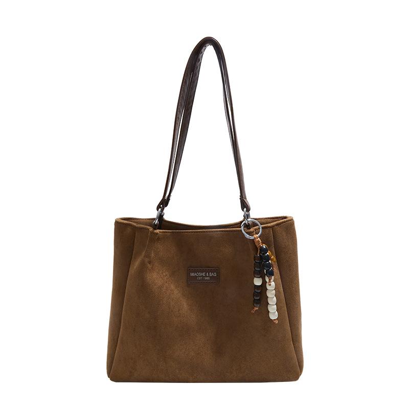 Versatile Commuter Large-capacity Suede Bag Autumn and Winter New Retro Women's Shoulder Bag Lightweight Tote Bag