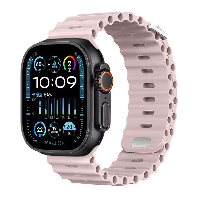 Silicone Ocean Strap For Apple Watch Band Ultra 3/2 49mm 46mm 45mm 42mm 44mm 41mm Sports Bracelet iWatch 11 10 9 8 7 6 5 SE band