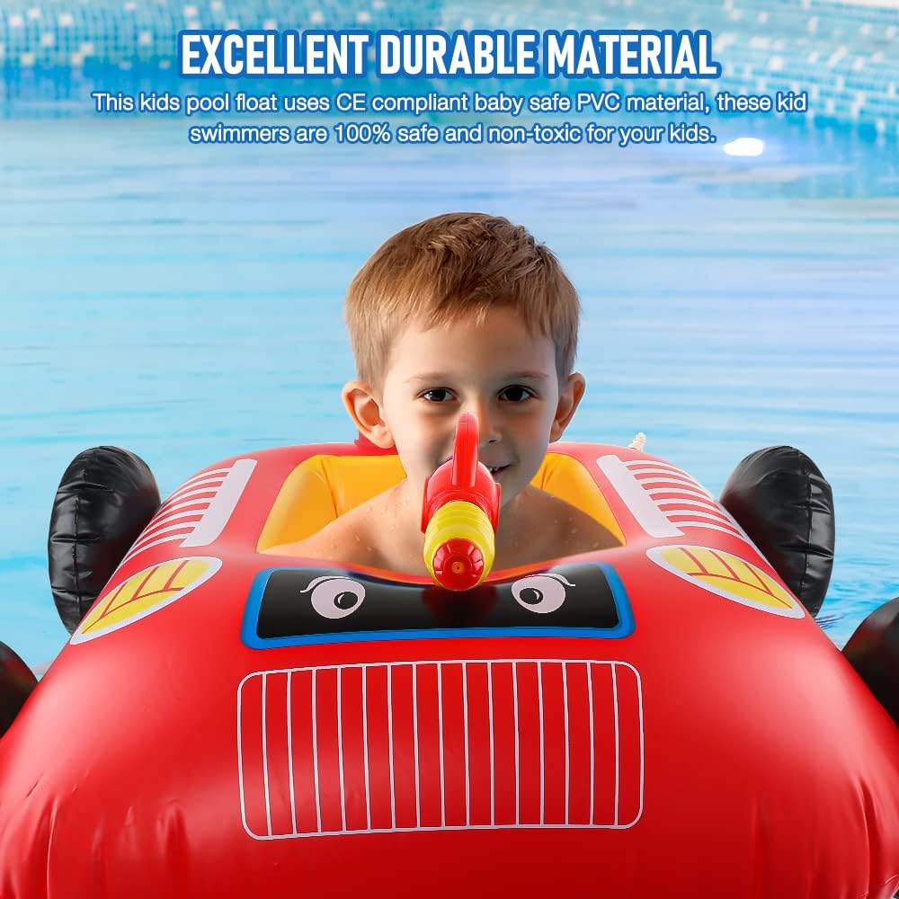 Zwemring voor kinderen met waterpistool, opblaasbare zwemband voor buitenspeelgoed, zwemring voor kinderen van 3-7 jaar, rubberboot met waterkanon